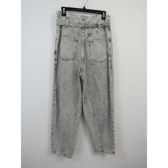 All Saints US 2 Sammy Paperbag Jean Gray Acid Wash Straight Leg Jeans Casual 90s - Picture 8 of 9